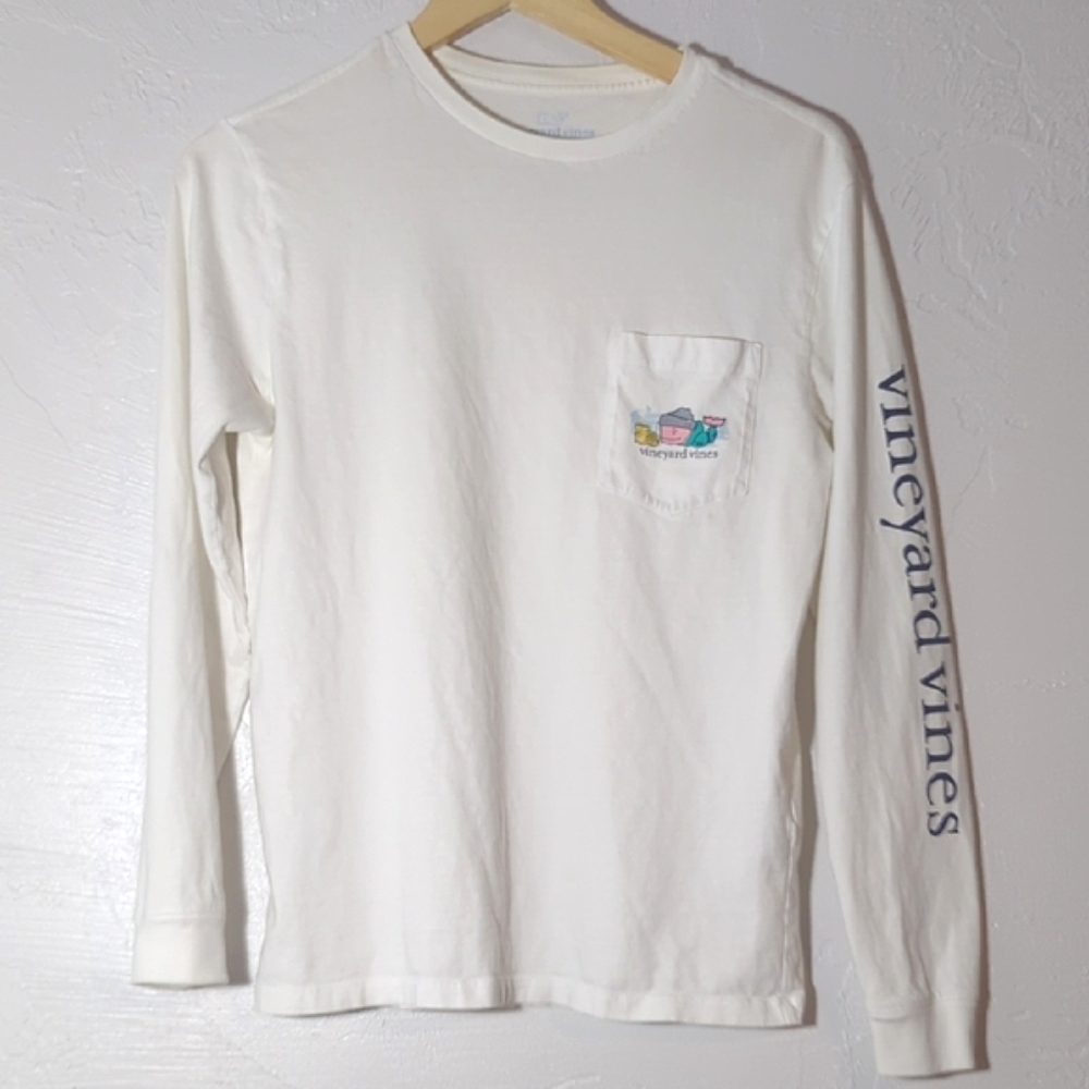 Vineyard Vines Whale Waffle Hut Novelty Casual Long Sleeve Graphic Tee Funny